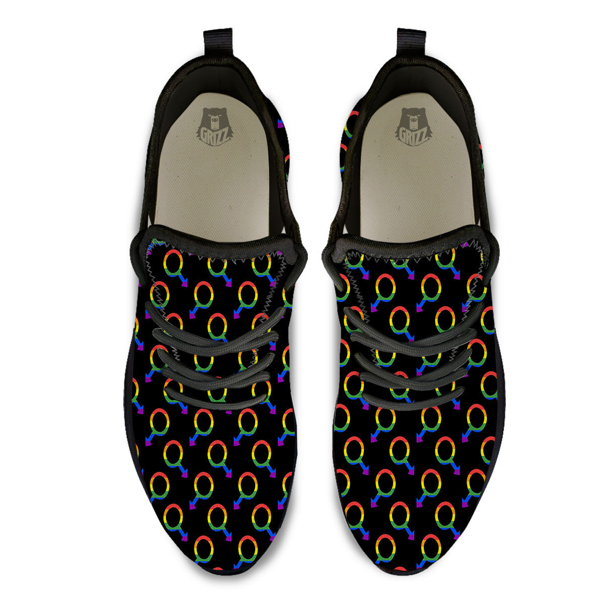 Gender Symbol Gay Pride Print Pattern Black Athletic Shoes-grizzshop