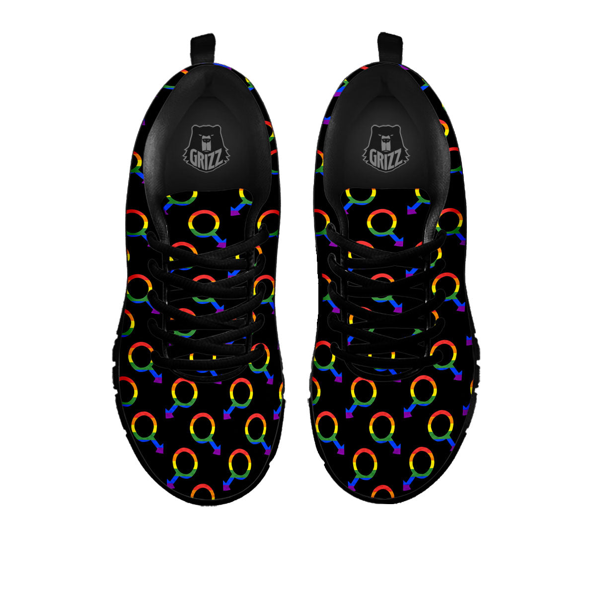 Gender Symbol Gay Pride Print Pattern Black Sneaker-grizzshop