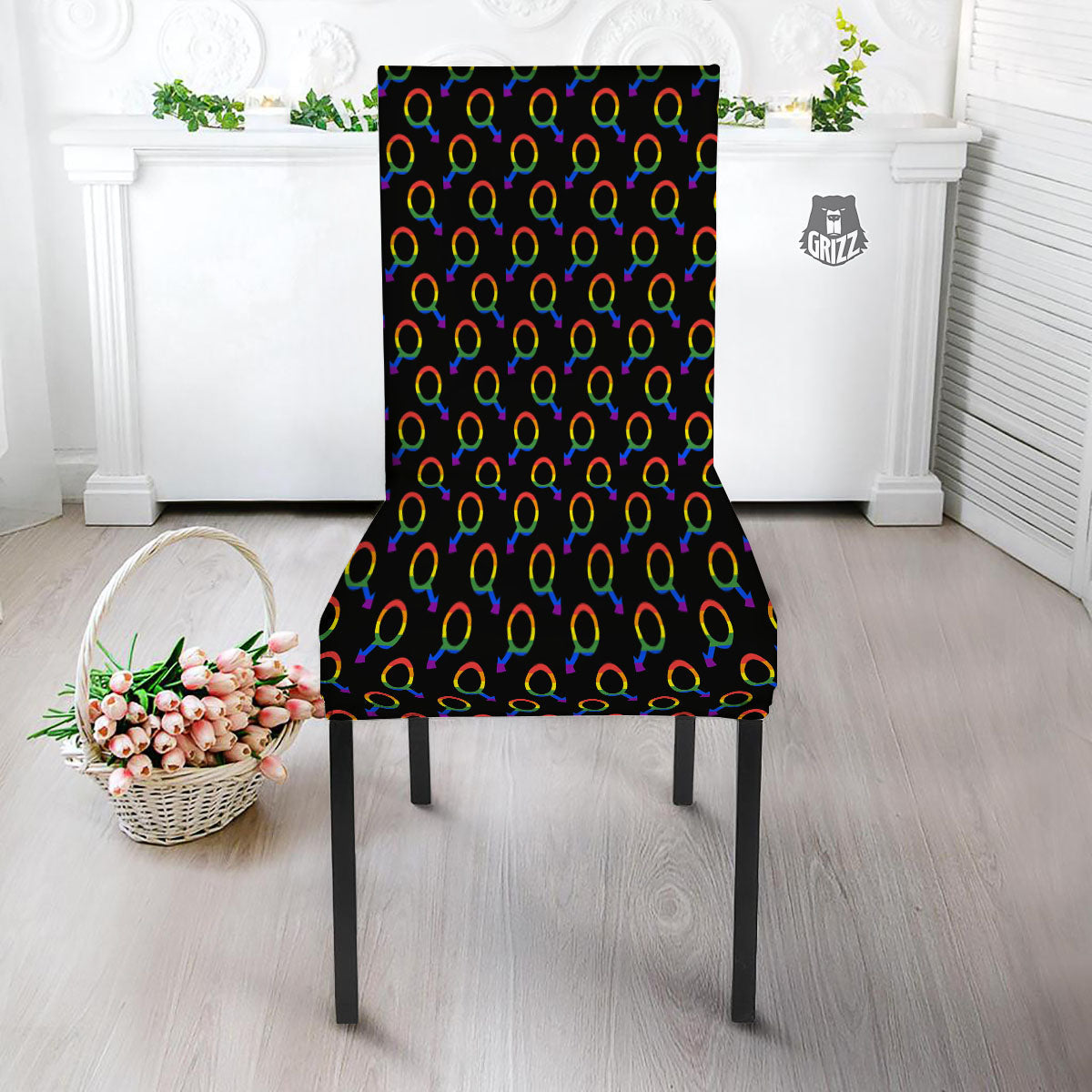 Gender Symbol Gay Pride Print Pattern Dining Chair Slipcover-grizzshop