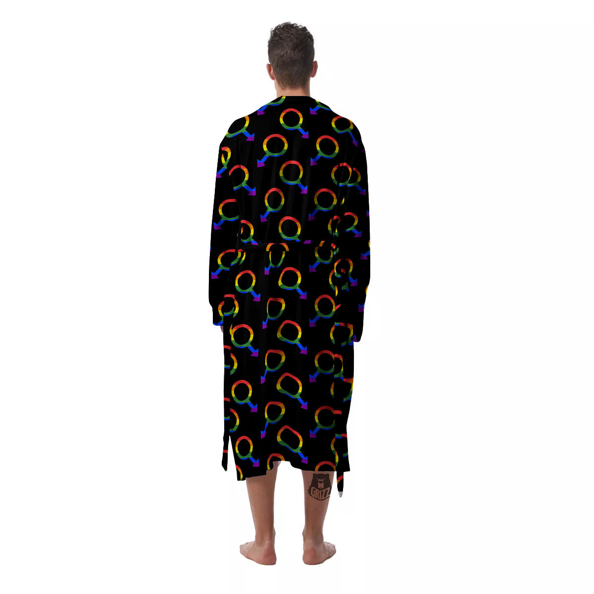 Gender Symbol Gay Pride Print Pattern Men's Robe-grizzshop