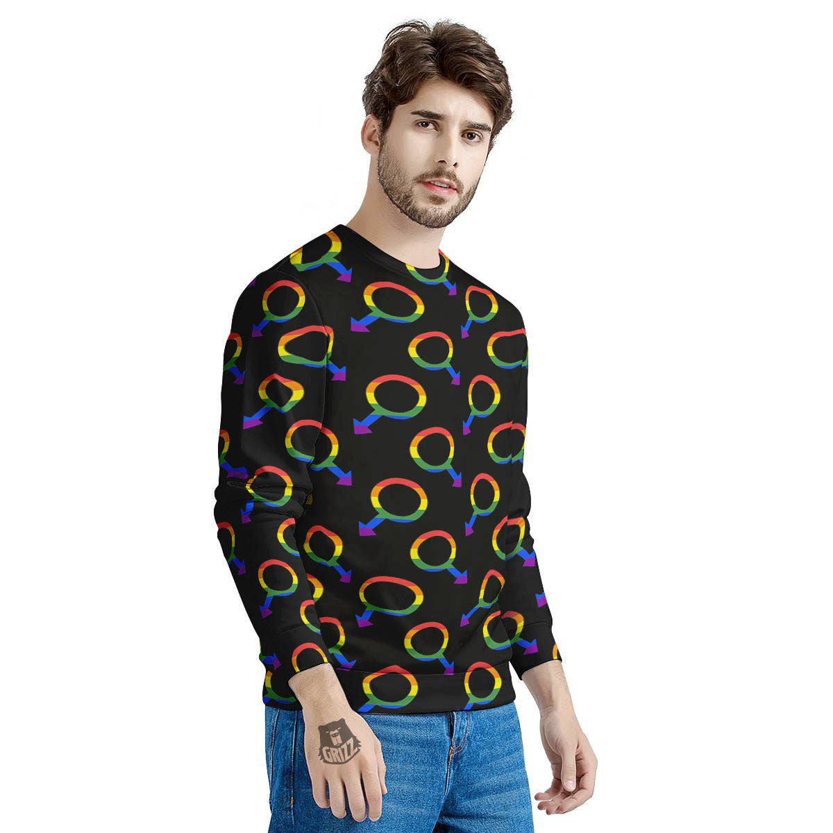 Gender Symbol Gay Pride Print Pattern Men's Sweatshirt-grizzshop