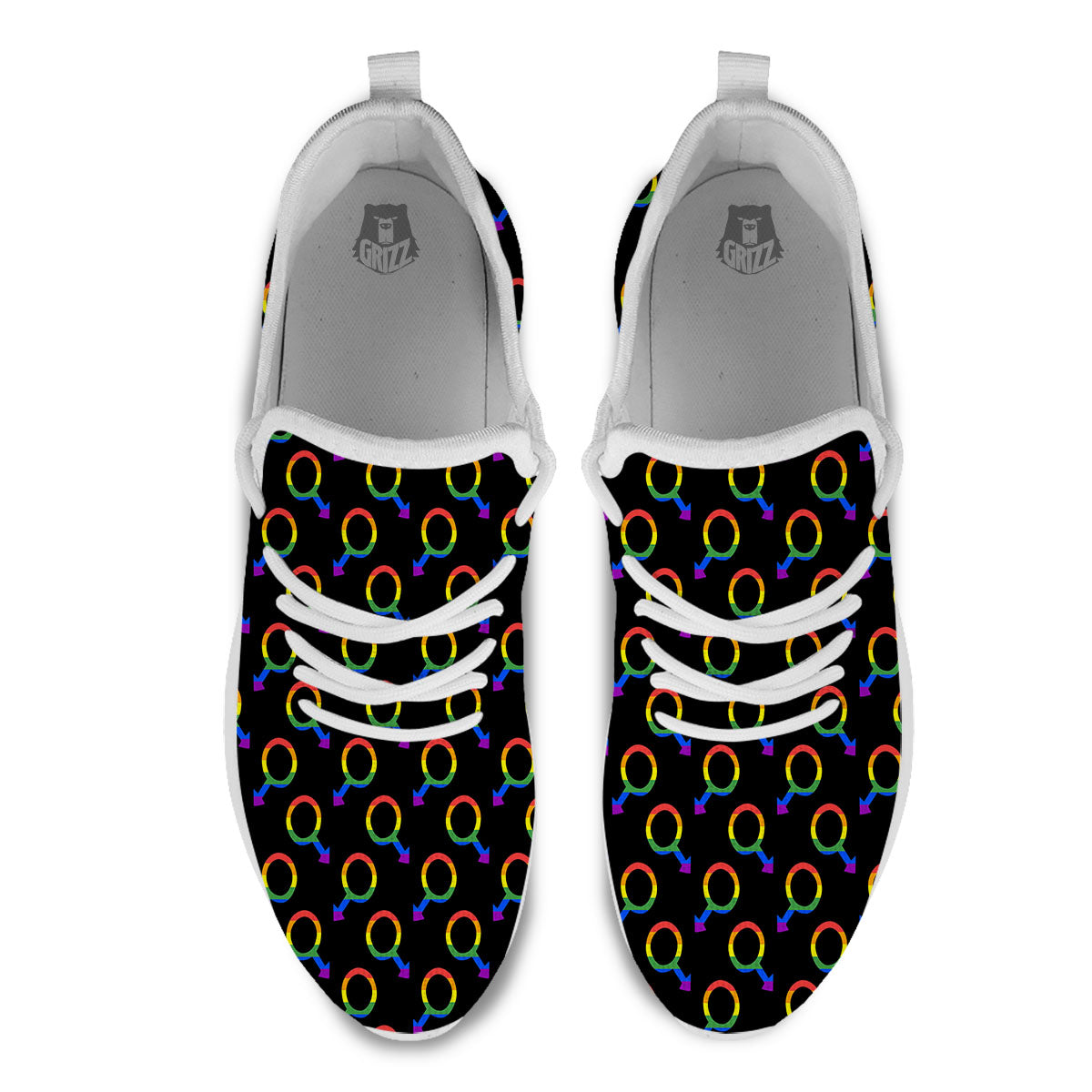 Gender Symbol Gay Pride Print Pattern White Athletic Shoes-grizzshop