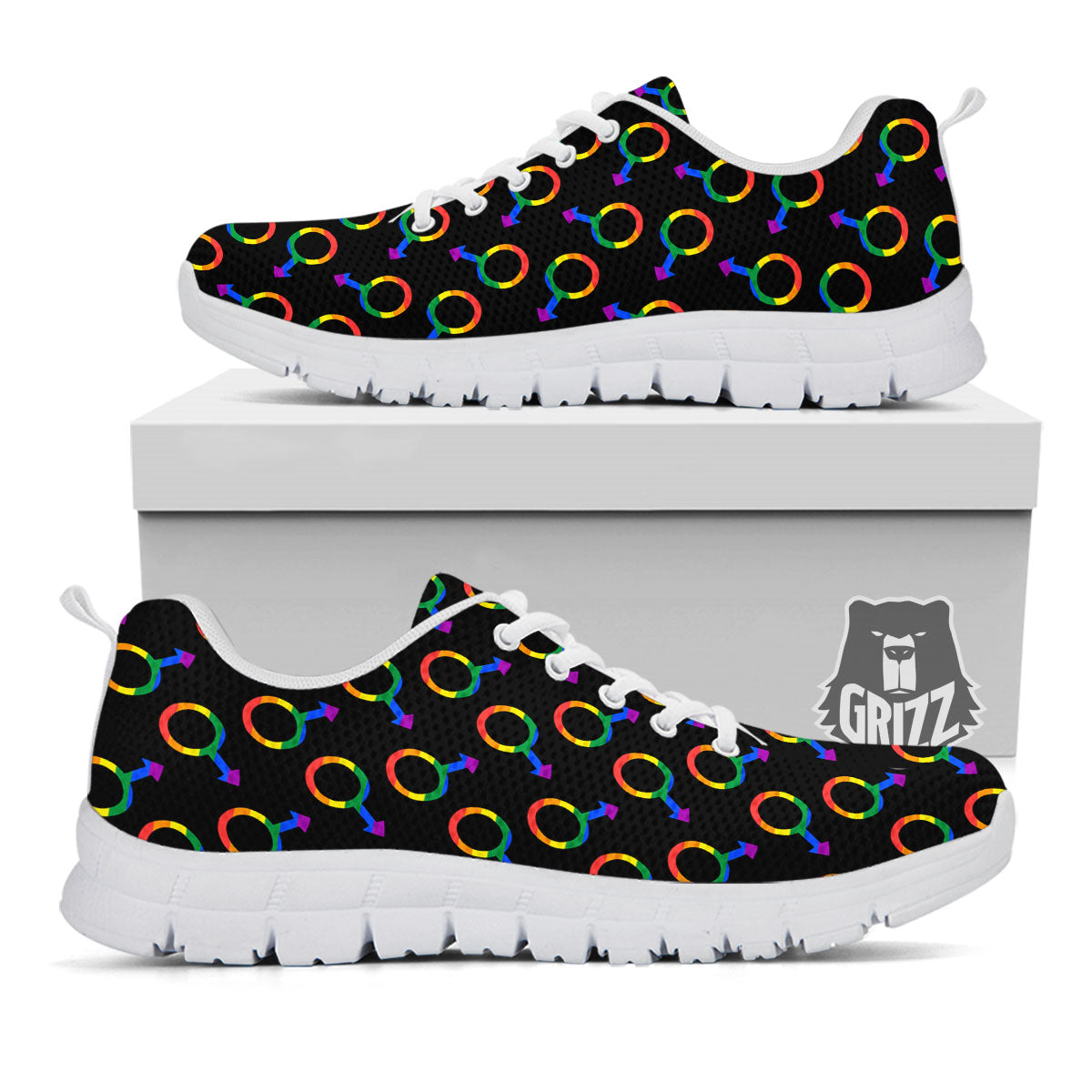 Gender Symbol Gay Pride Print Pattern White Sneaker-grizzshop