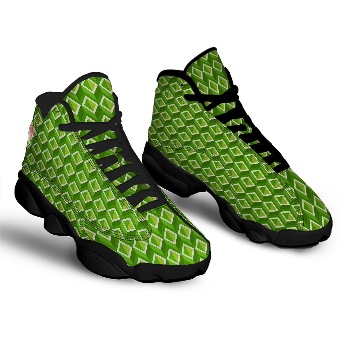 Geometric 3D Bamboo Print Pattern Black Basketball Shoes-grizzshop