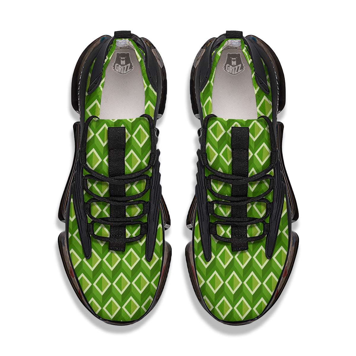 Geometric 3D Bamboo Print Pattern Black Gym Shoes-grizzshop