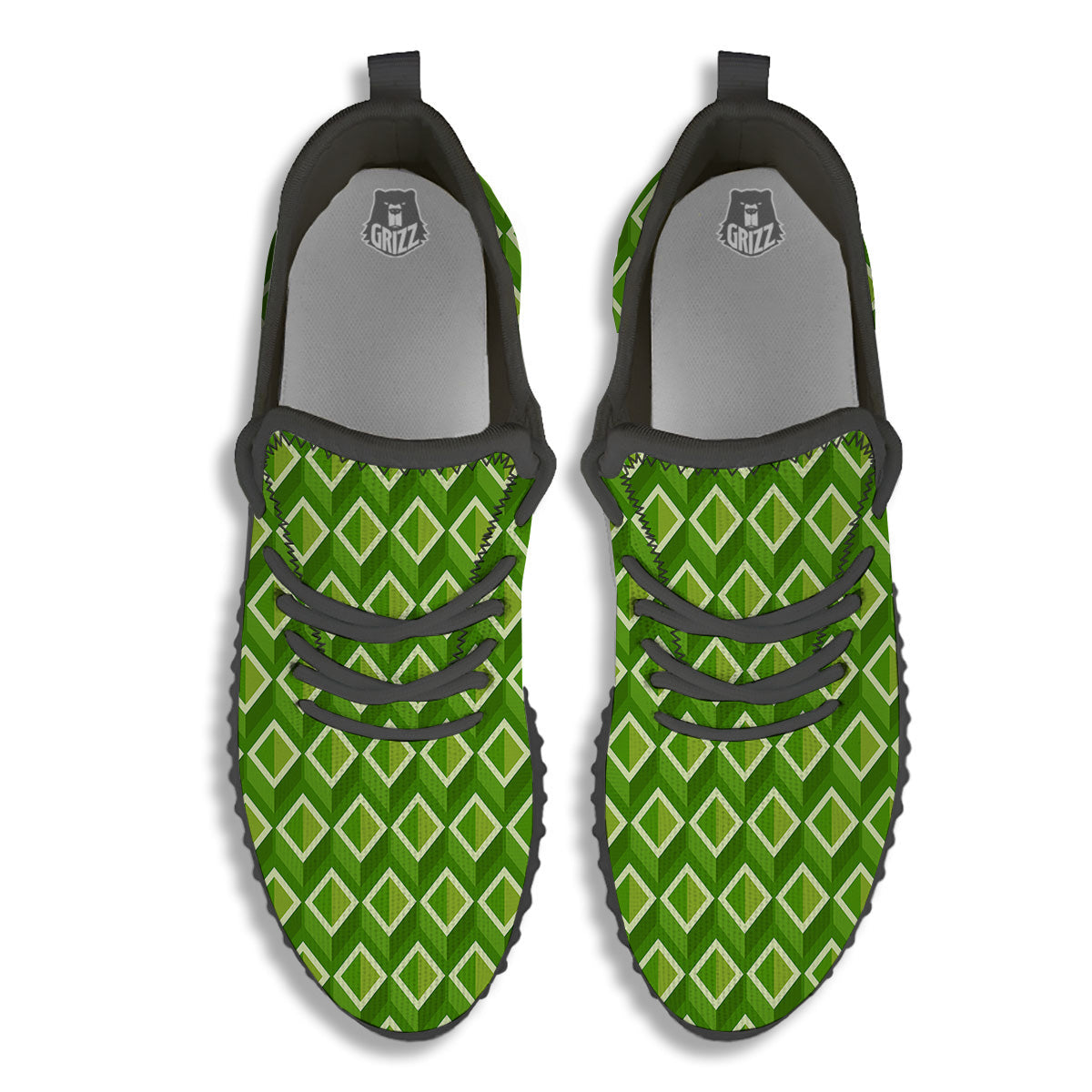 Geometric 3D Bamboo Print Pattern Black Walking Shoes-grizzshop