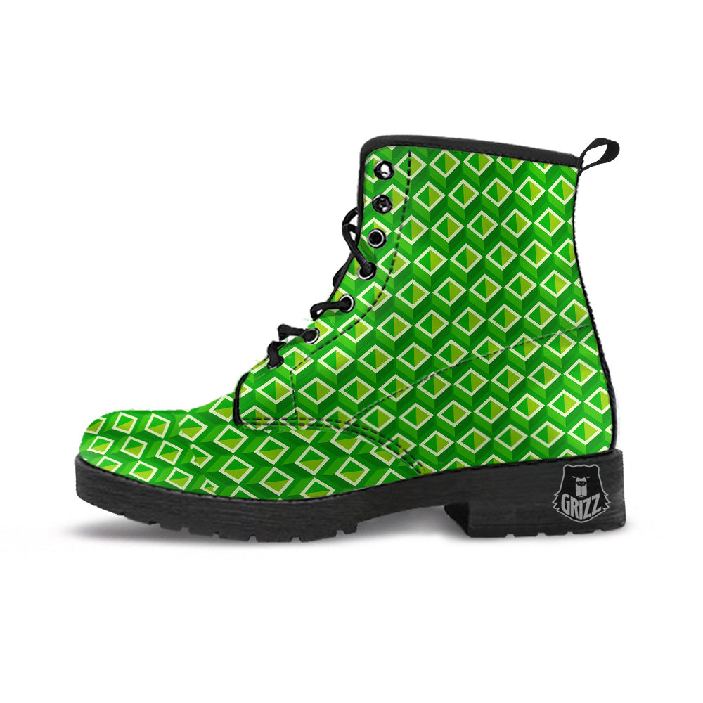 Geometric 3D Bamboo Print Pattern Leather Boots-grizzshop
