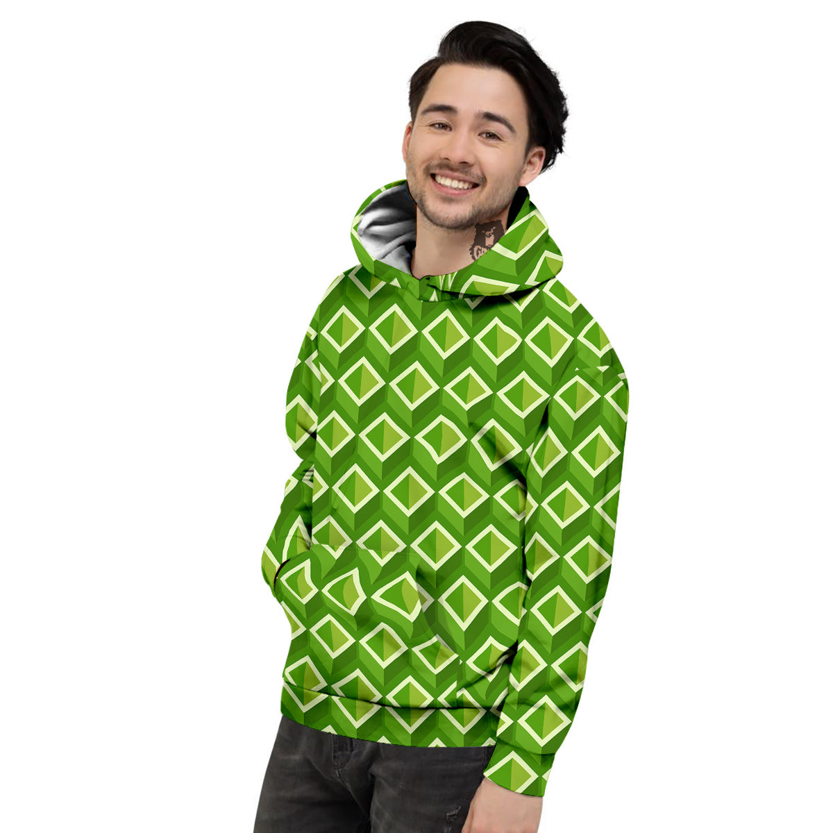 Geometric 3D Bamboo Print Pattern Men's Hoodie-grizzshop