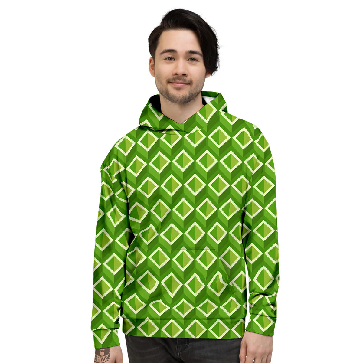 Geometric 3D Bamboo Print Pattern Men's Hoodie-grizzshop