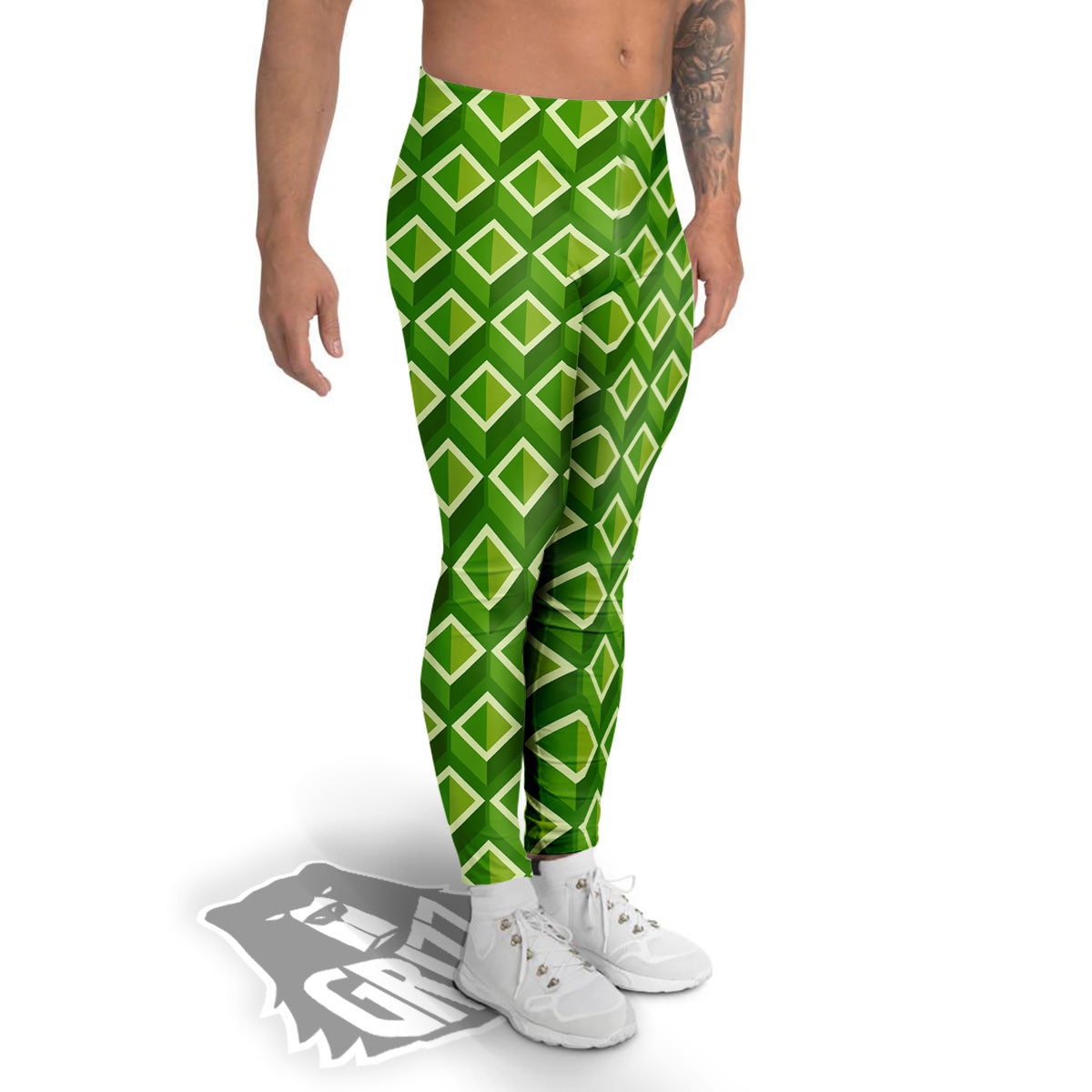 Geometric 3D Bamboo Print Pattern Men's Leggings-grizzshop