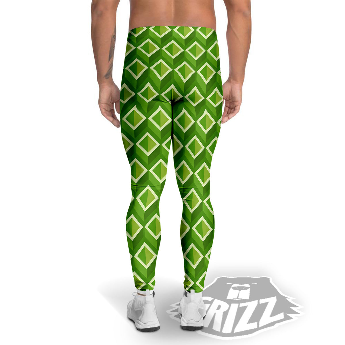 Geometric 3D Bamboo Print Pattern Men's Leggings-grizzshop