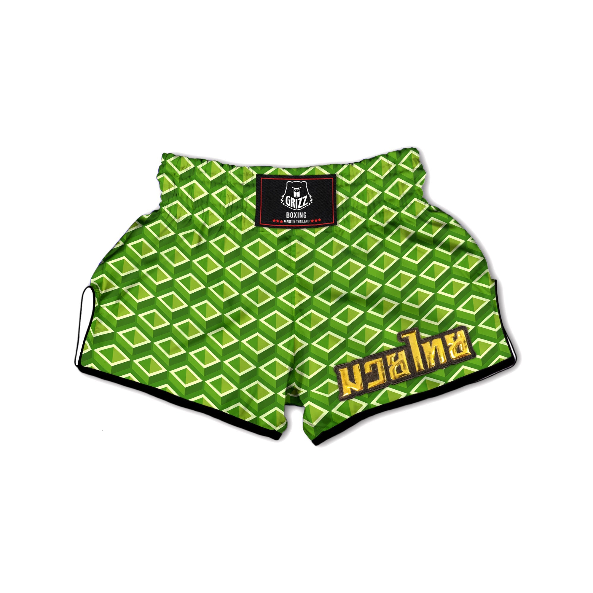 Geometric 3D Bamboo Print Pattern Muay Thai Boxing Shorts-grizzshop