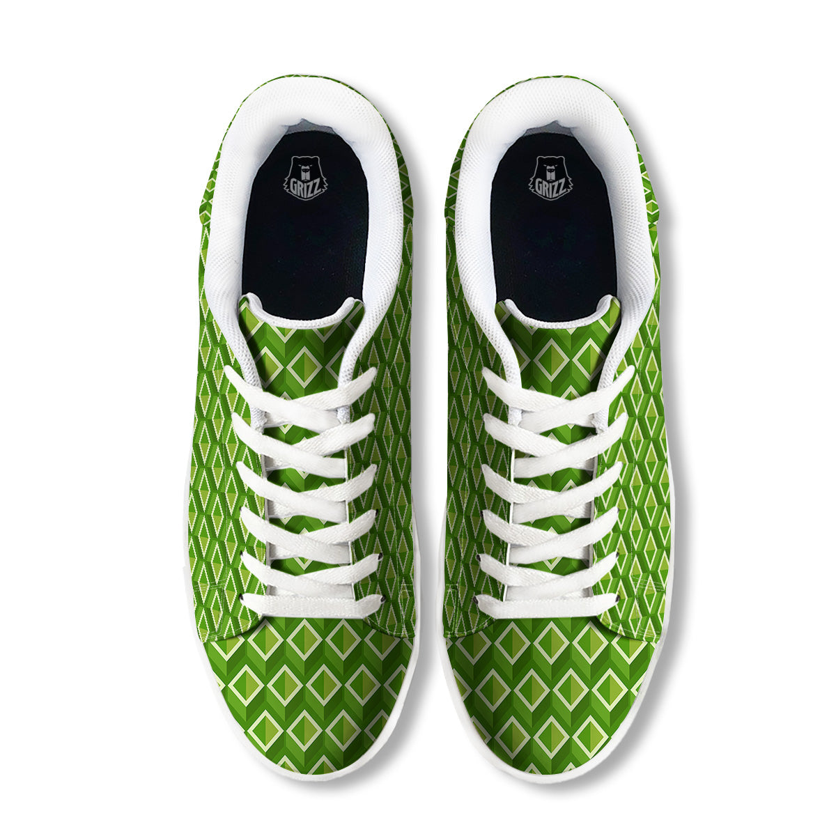 Geometric 3D Bamboo Print Pattern White Low Top Sneakers-grizzshop