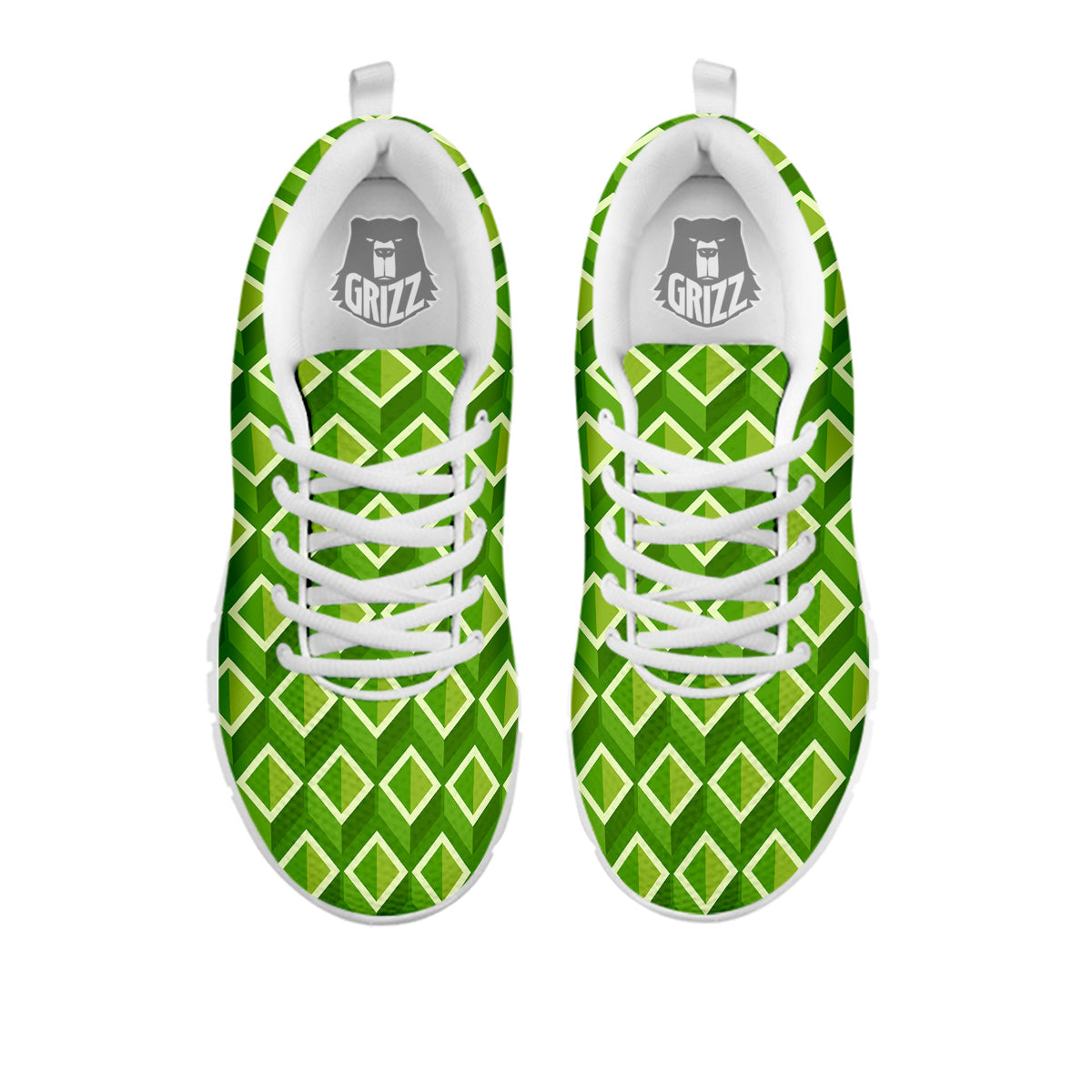 Geometric 3D Bamboo Print Pattern White Sneaker-grizzshop