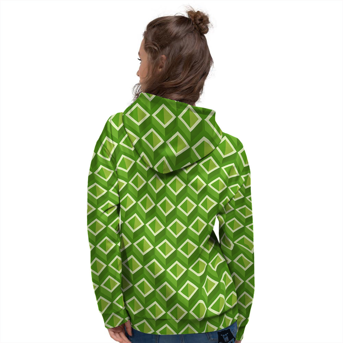 Geometric 3D Bamboo Print Pattern Women's Hoodie-grizzshop