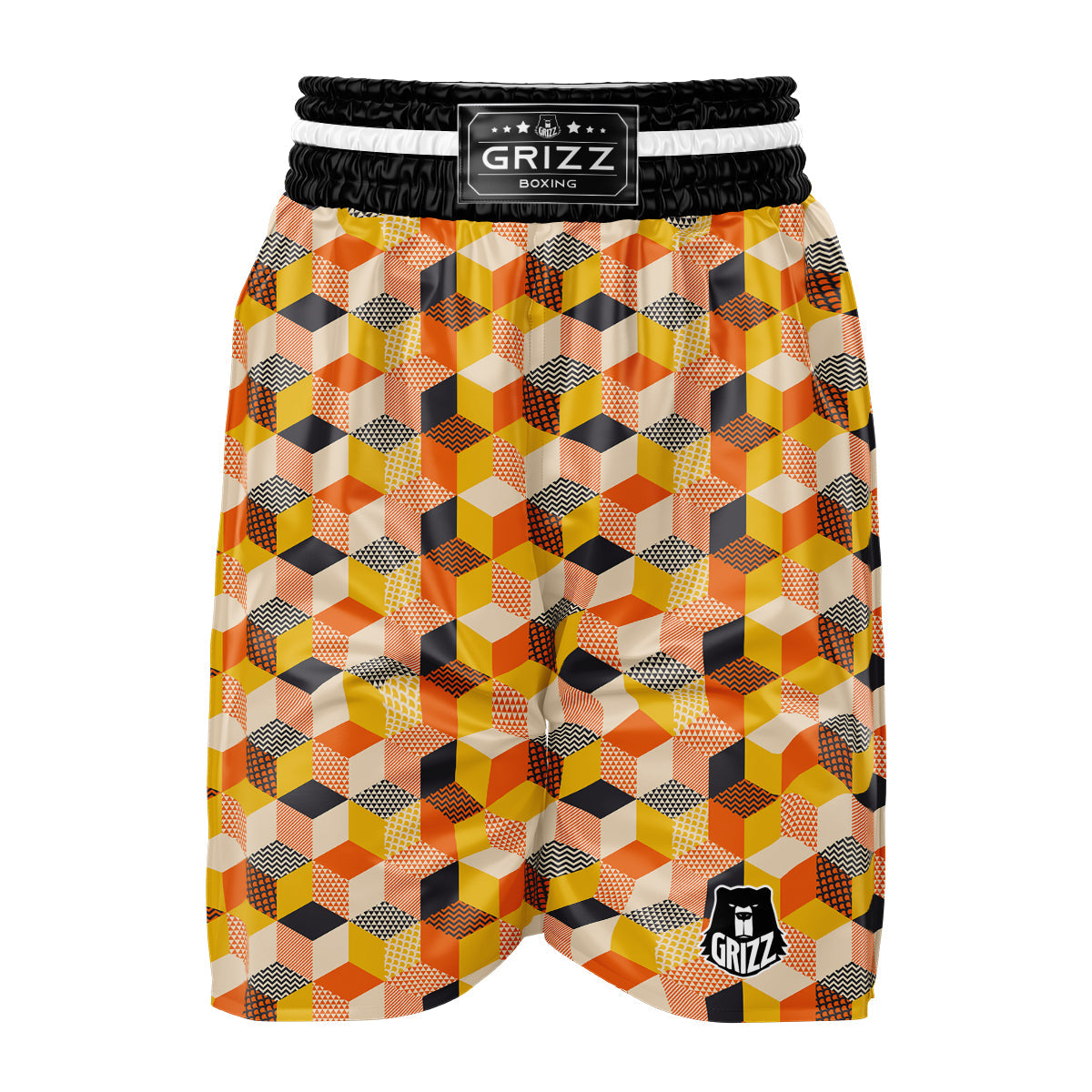 Geometric 60s Print Pattern Boxing Shorts-grizzshop