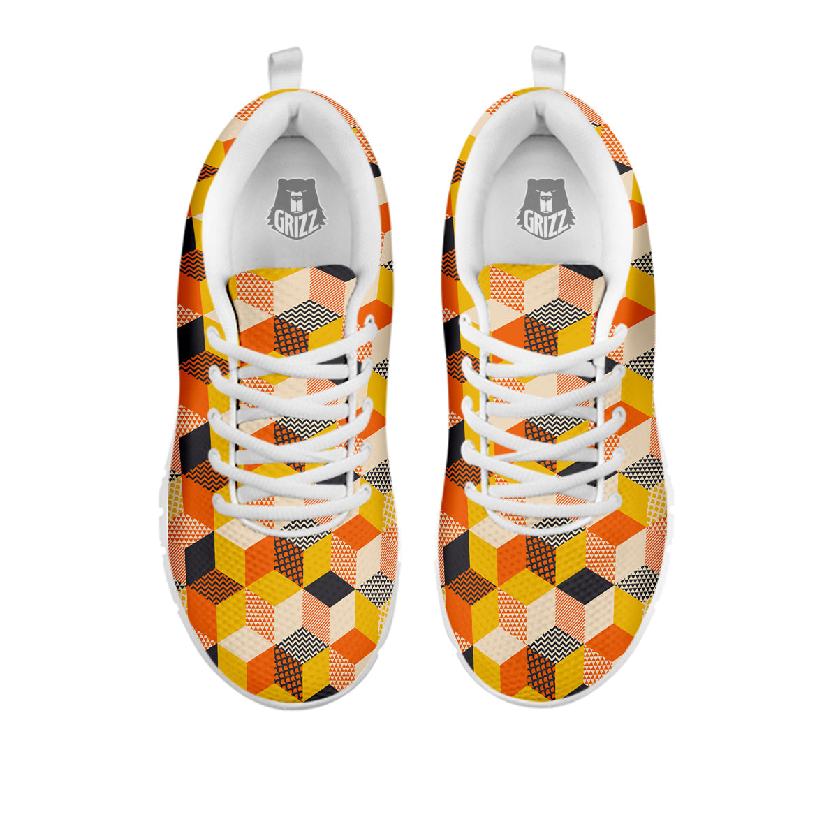 Geometric 60s Print Pattern White Sneaker-grizzshop
