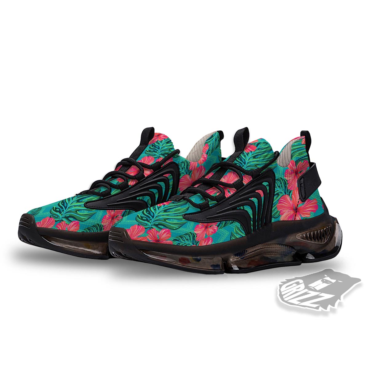 Geometric Aztec Tropical Print Pattern Black Gym Shoes-grizzshop