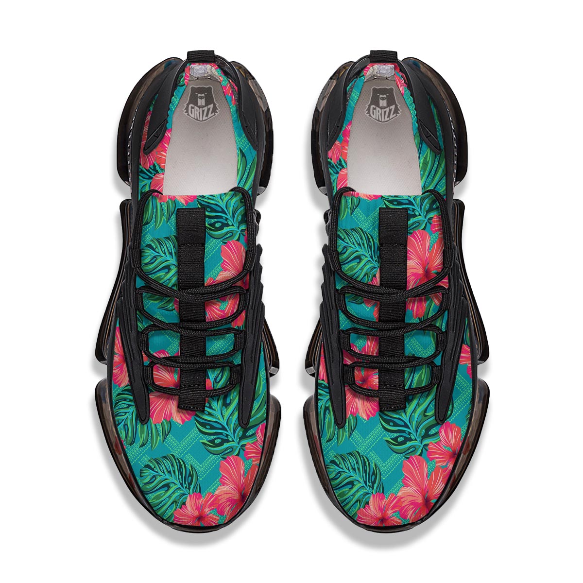 Geometric Aztec Tropical Print Pattern Black Gym Shoes-grizzshop