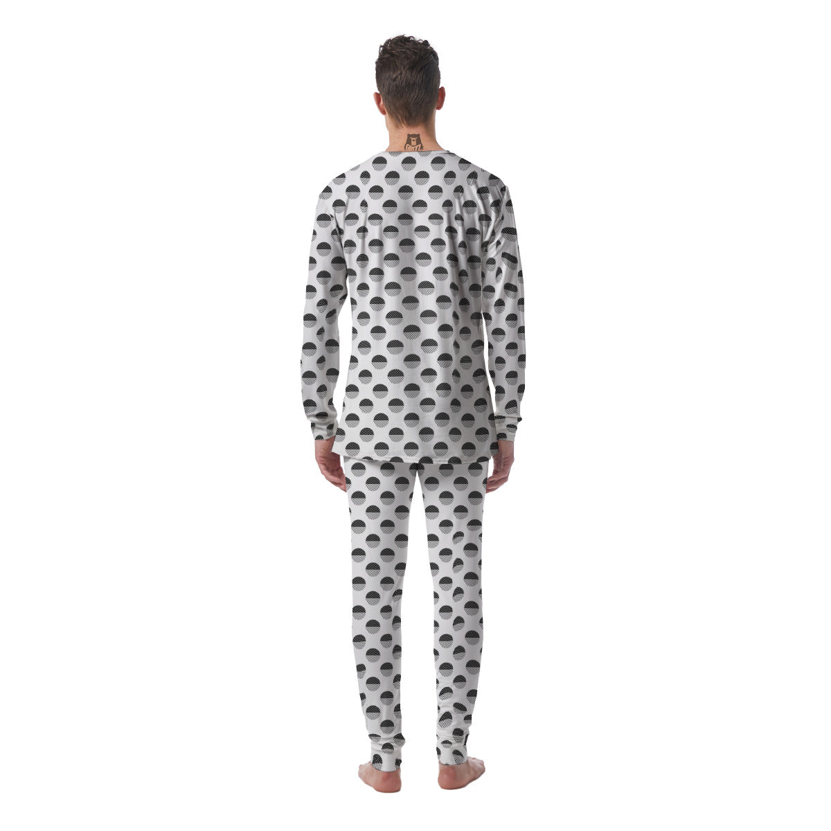 Geometric Black And White Polka Dots Print Pattern Men's Pajamas-grizzshop