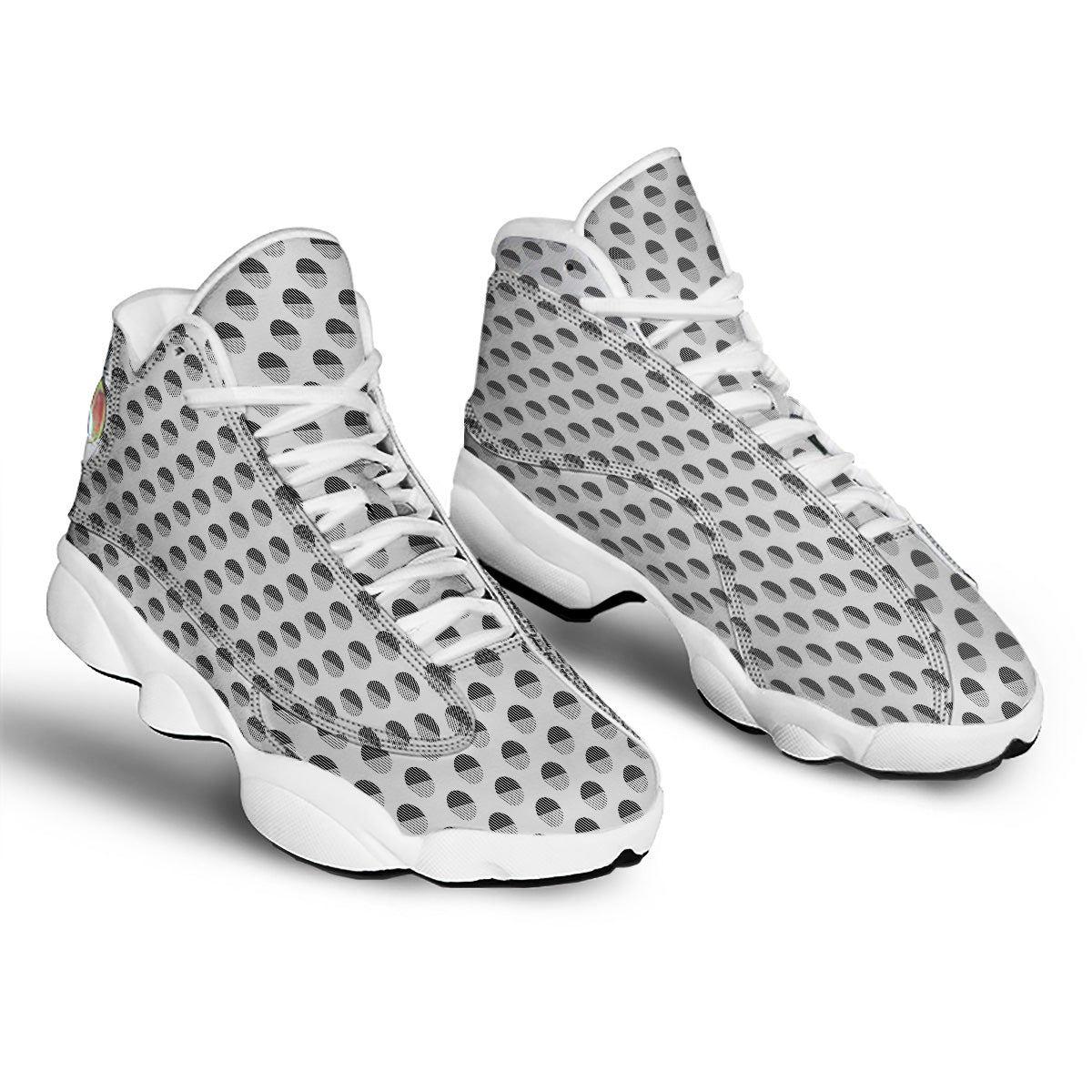 Geometric Black And White Polka Dots Print Pattern White Basketball Shoes-grizzshop
