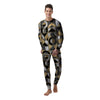 Geometric Black Gold Marble Print Men's Pajamas-grizzshop