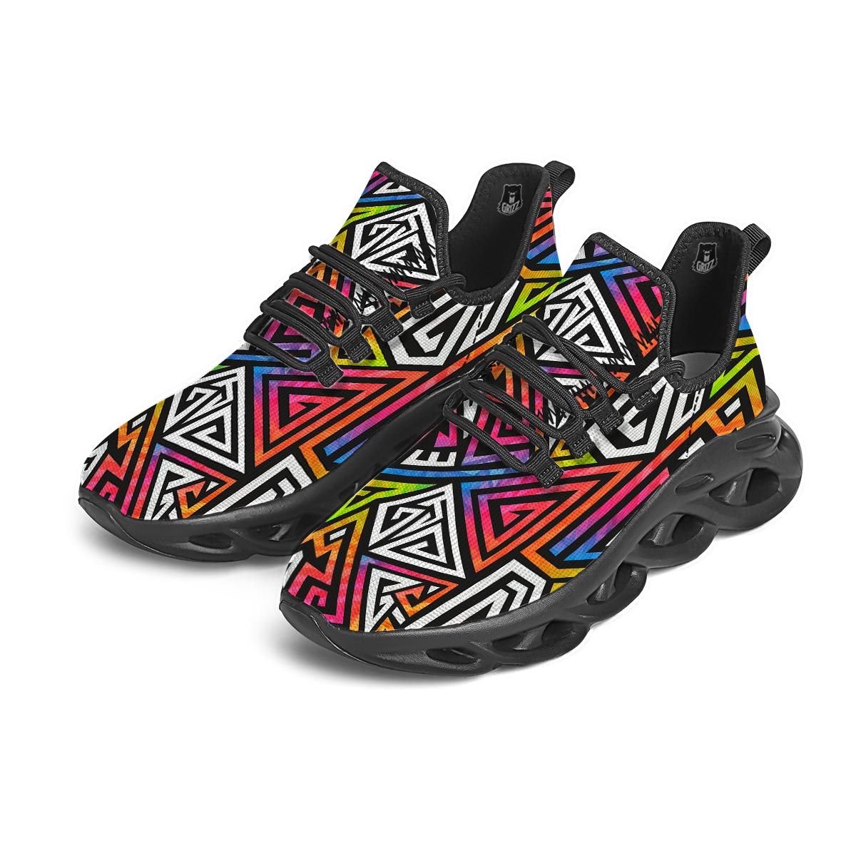 Geometric Black Running Shoes-grizzshop