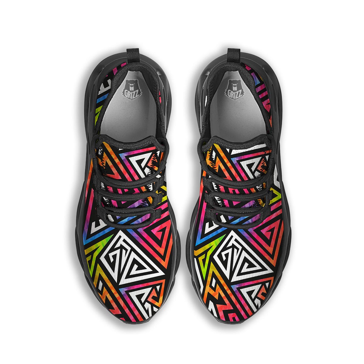 Geometric Black Running Shoes-grizzshop