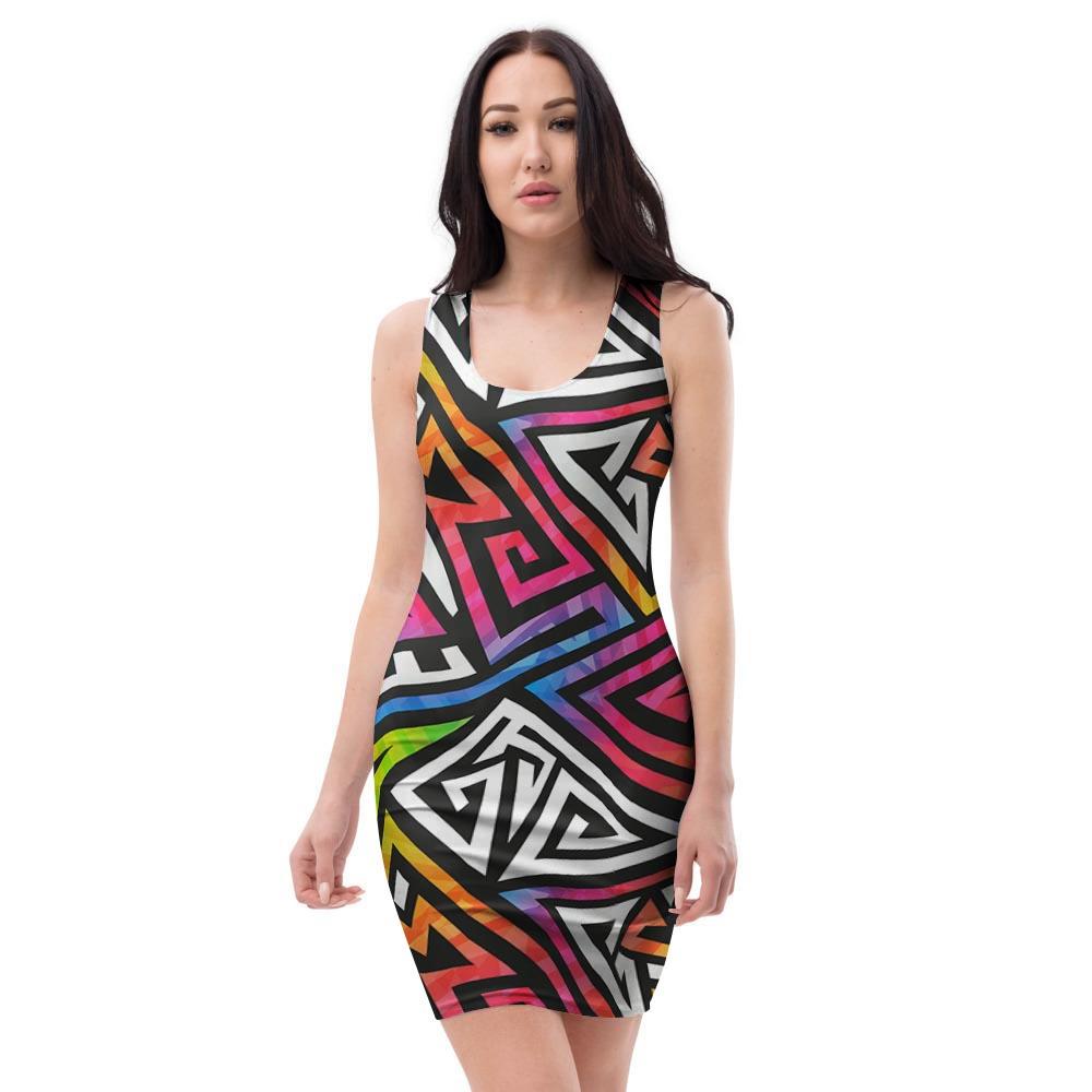 Geometric Bodycon Dress-grizzshop