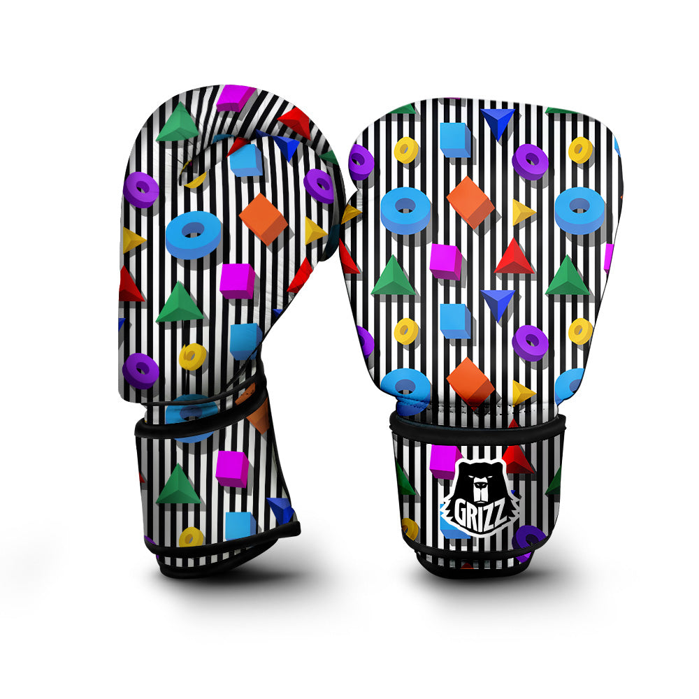 Geometric Colorful Striped Print Pattern Boxing Gloves-grizzshop