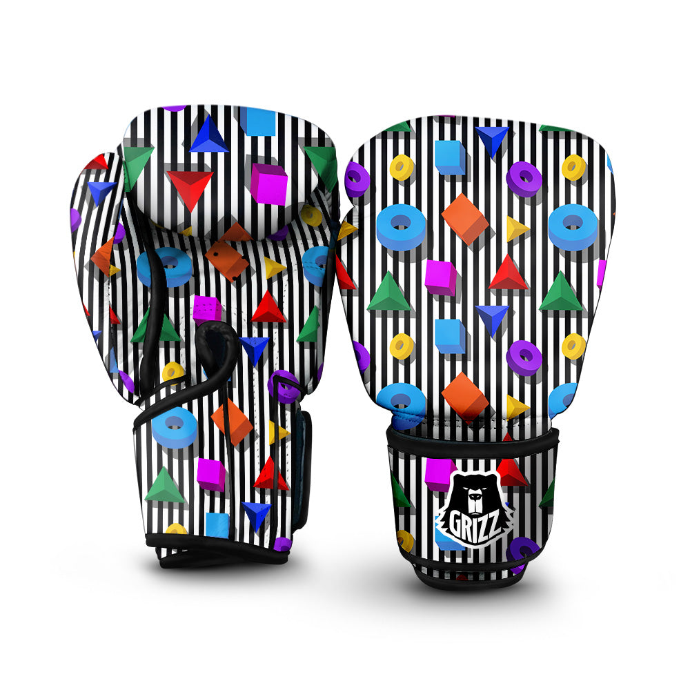 Geometric Colorful Striped Print Pattern Boxing Gloves-grizzshop