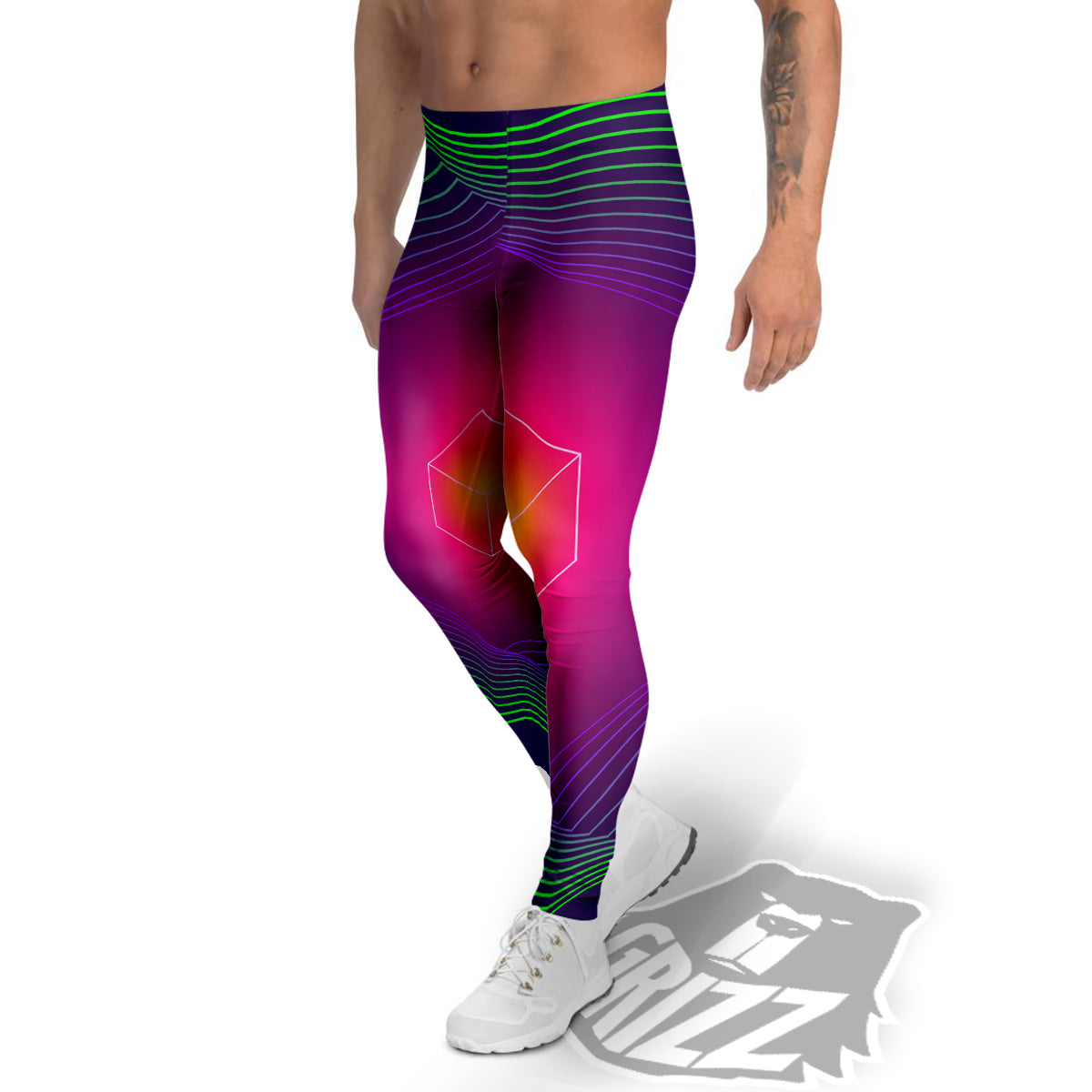 Geometric EDM Colorful Print Men's Leggings-grizzshop