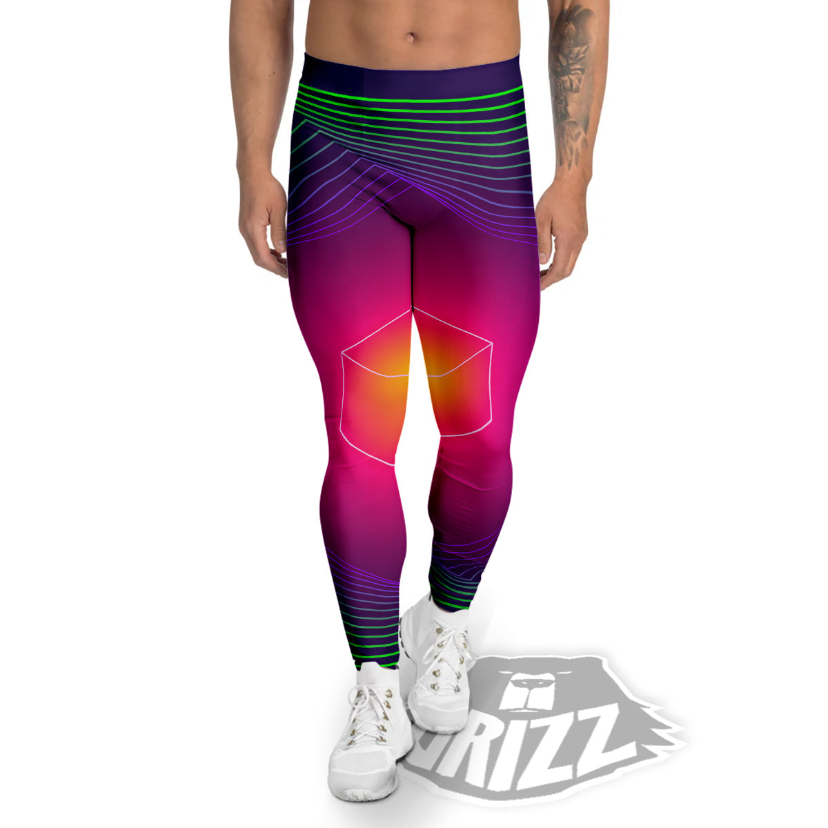 Geometric EDM Colorful Print Men's Leggings-grizzshop