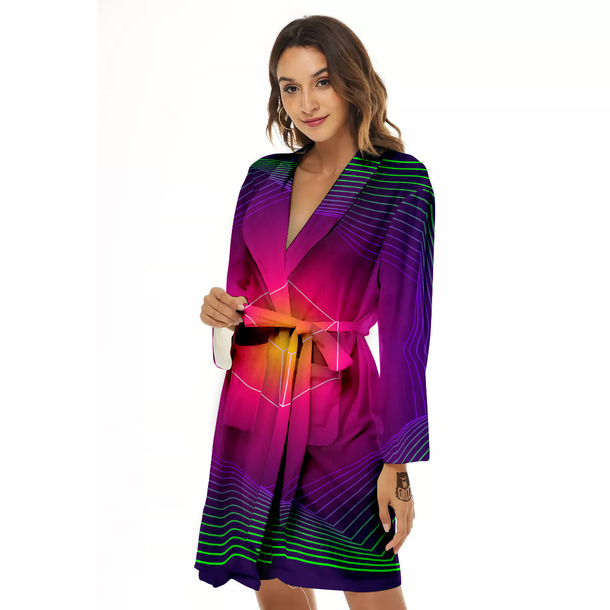 Geometric EDM Colorful Print Women's Robe-grizzshop
