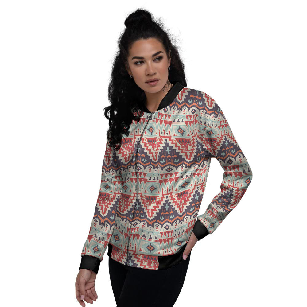 Geometric Ethnic Aztec Print Pattern Women's Bomber Jacket-grizzshop