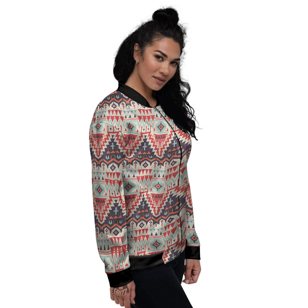 Geometric Ethnic Aztec Print Pattern Women's Bomber Jacket-grizzshop