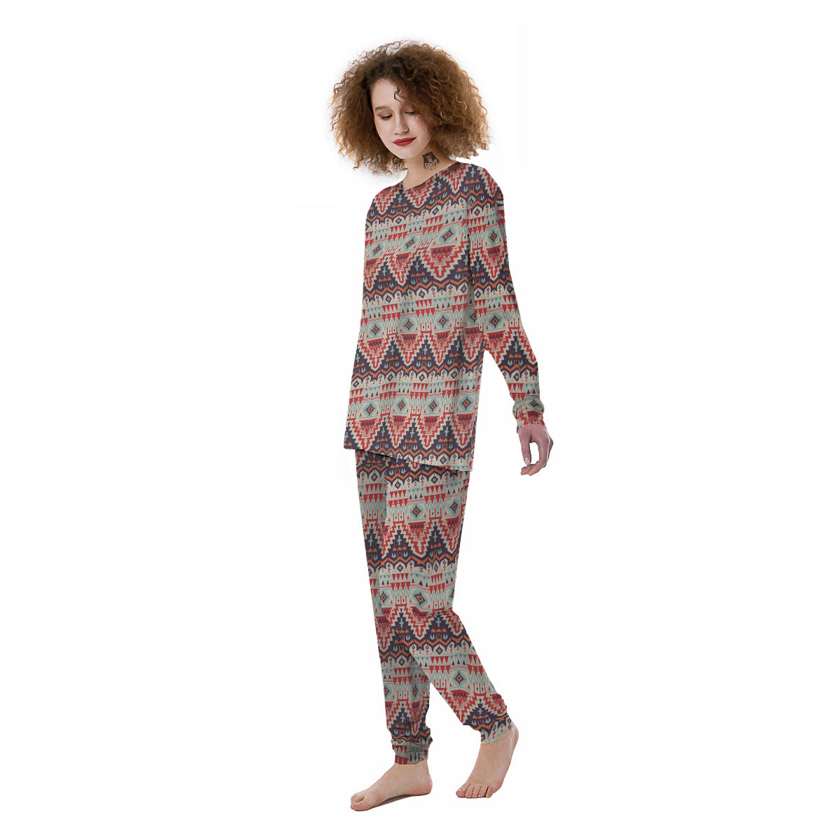 Geometric Ethnic Aztec Print Pattern Women's Pajamas-grizzshop
