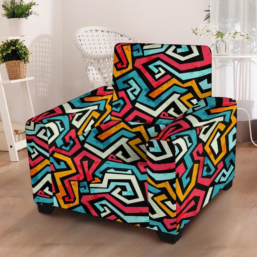 Geometric Graffiti Psychedelic Armchair Cover-grizzshop