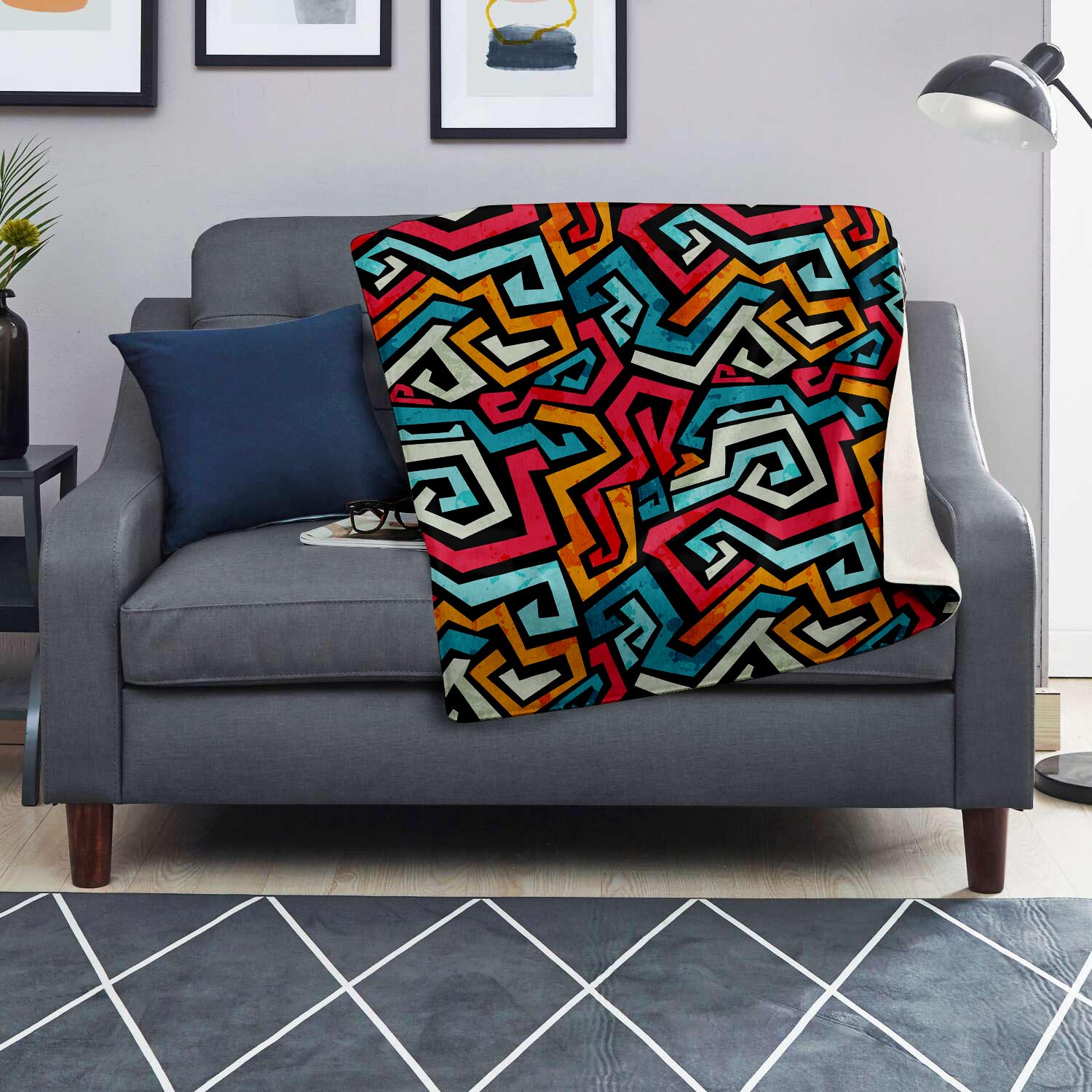 Geometric Graffiti Psychedelic Blanket-grizzshop