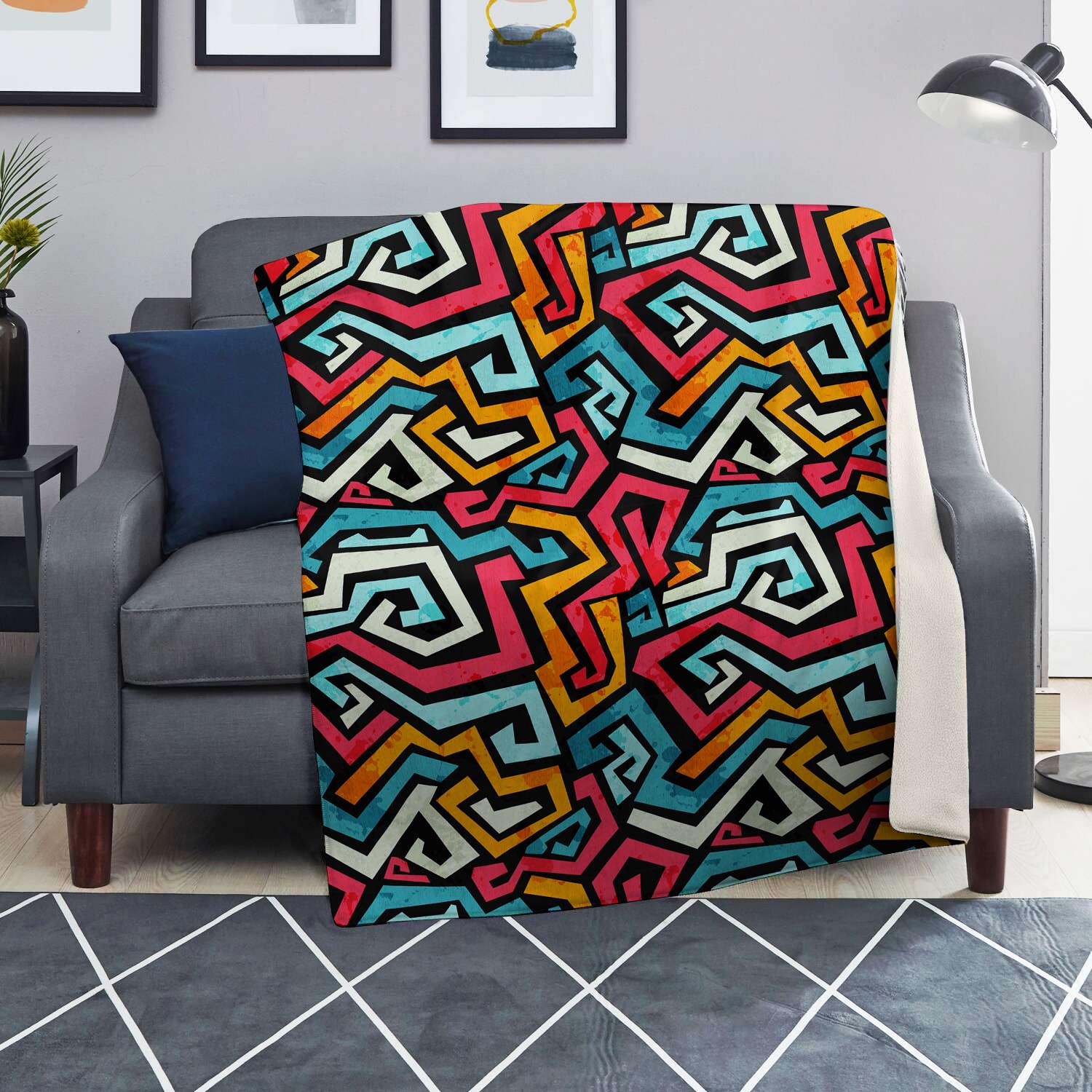 Geometric Graffiti Psychedelic Blanket-grizzshop