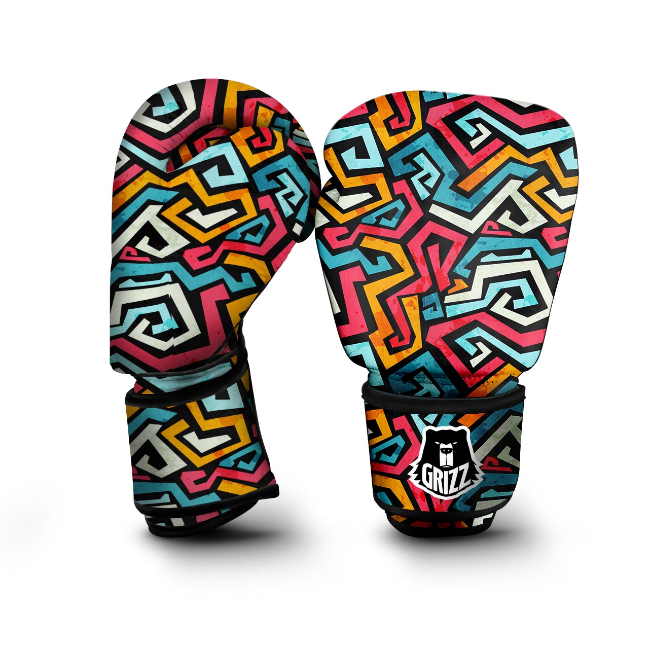 Geometric Graffiti Psychedelic Boxing Gloves-grizzshop