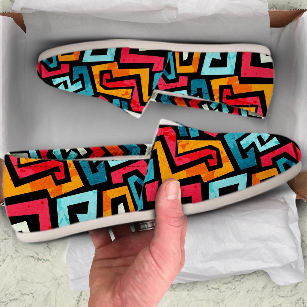 Geometric Graffiti Psychedelic Canvas Shoes-grizzshop