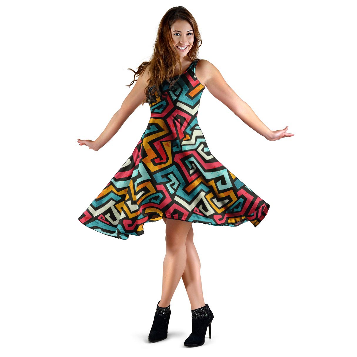 Geometric Graffiti Psychedelic Dress-grizzshop