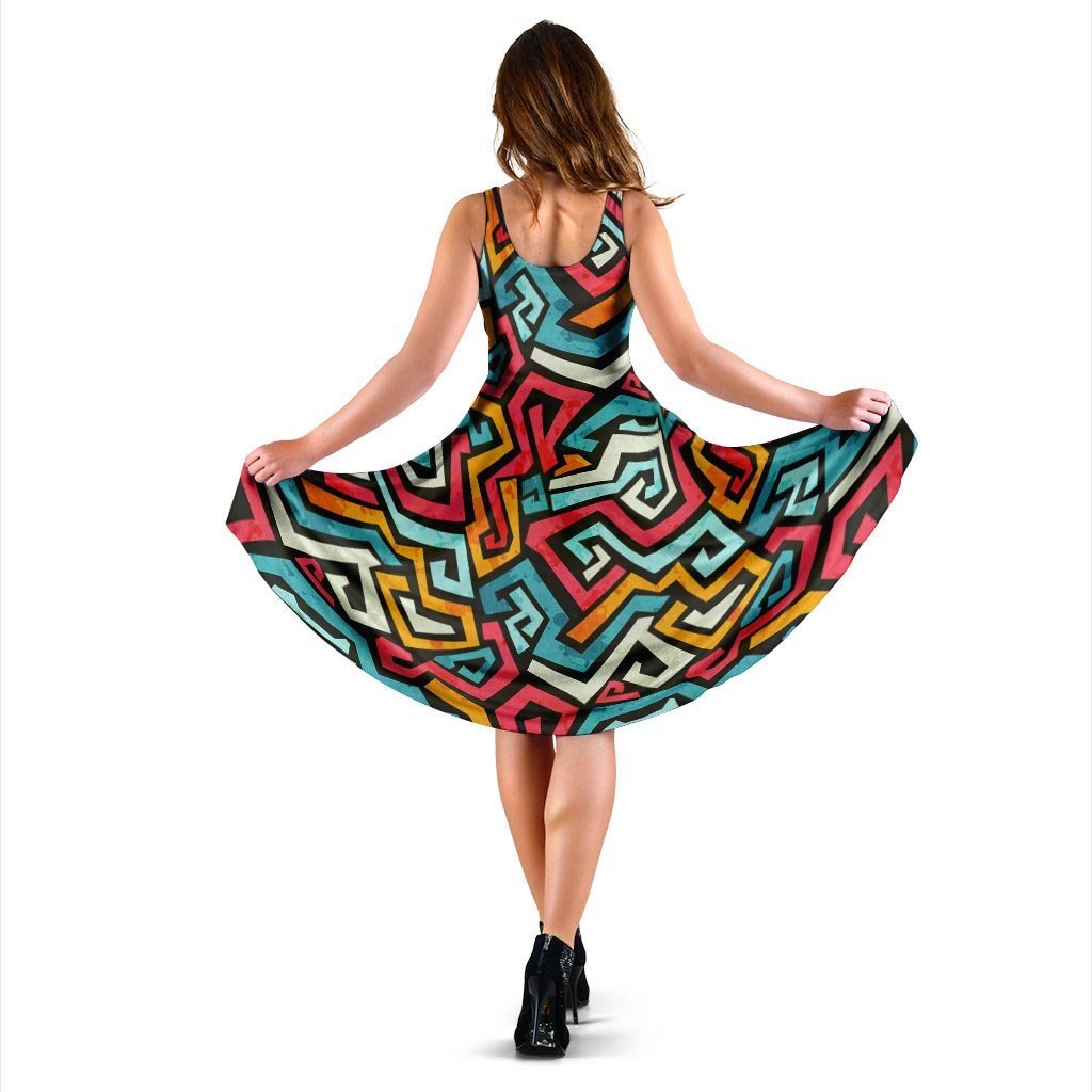 Geometric Graffiti Psychedelic Dress-grizzshop