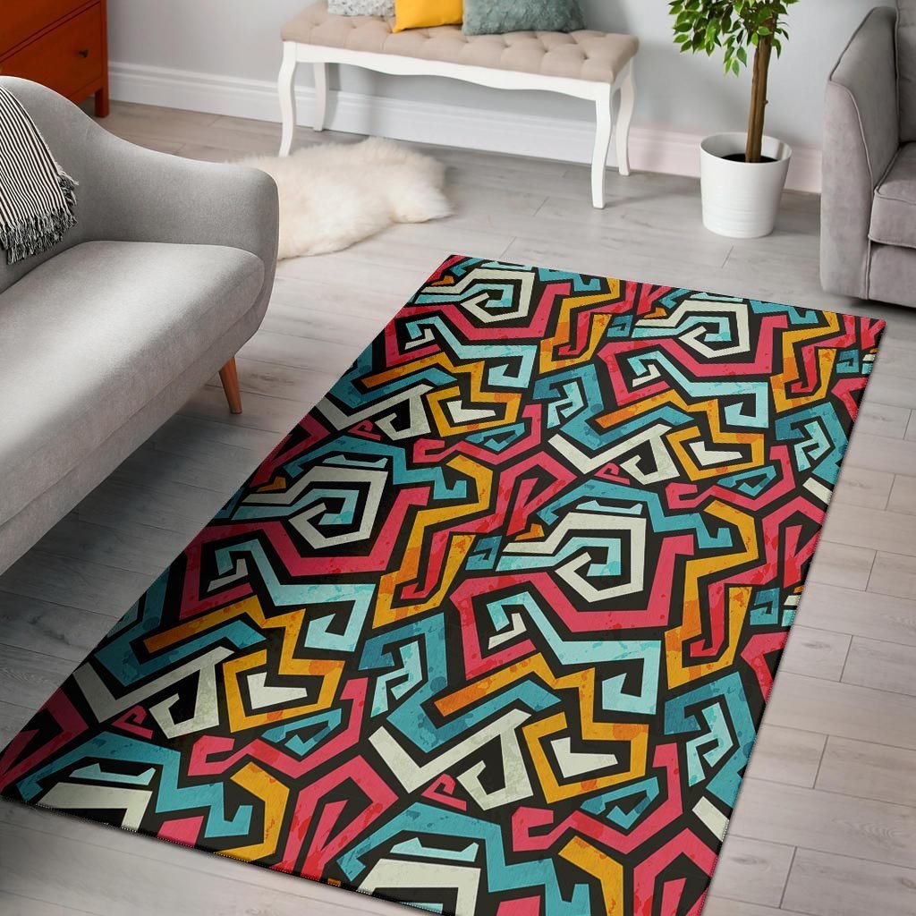 Geometric Graffiti Psychedelic Floor Mat-grizzshop