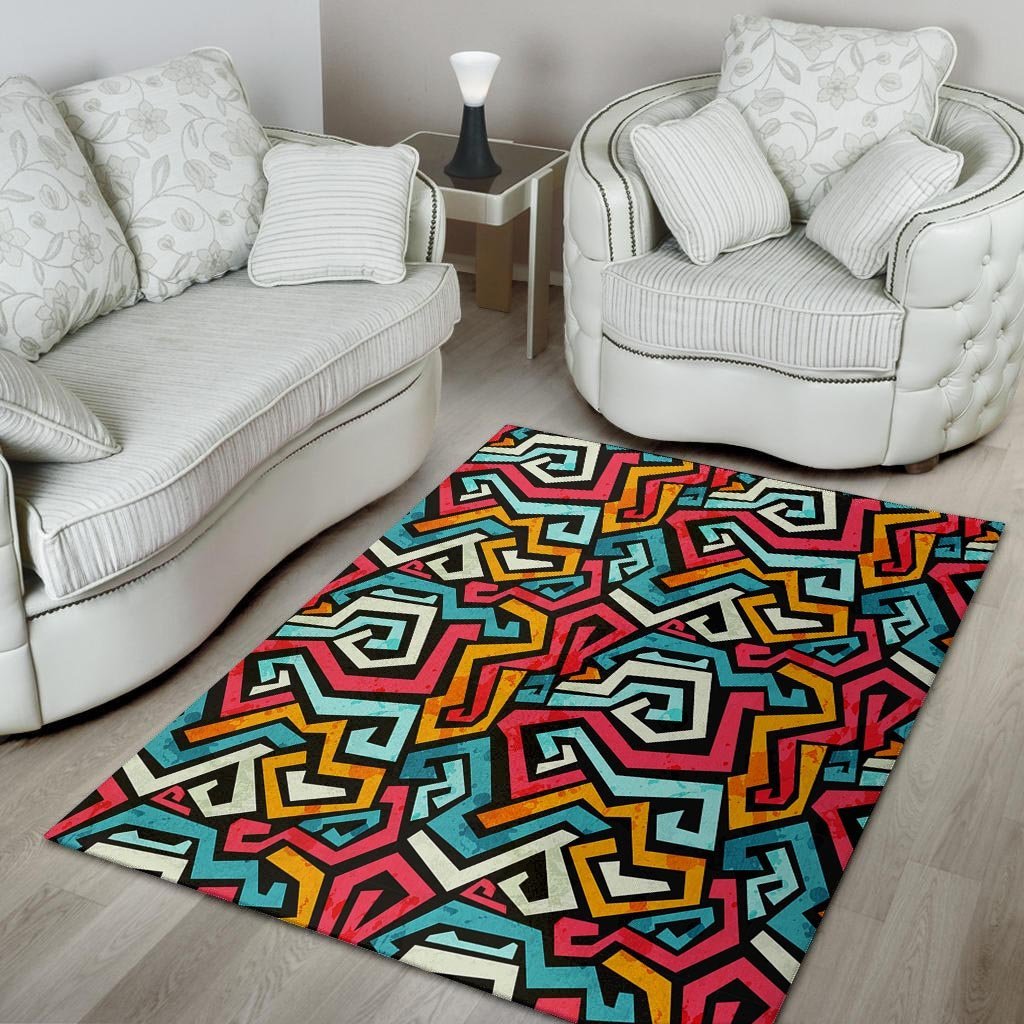 Geometric Graffiti Psychedelic Floor Mat-grizzshop