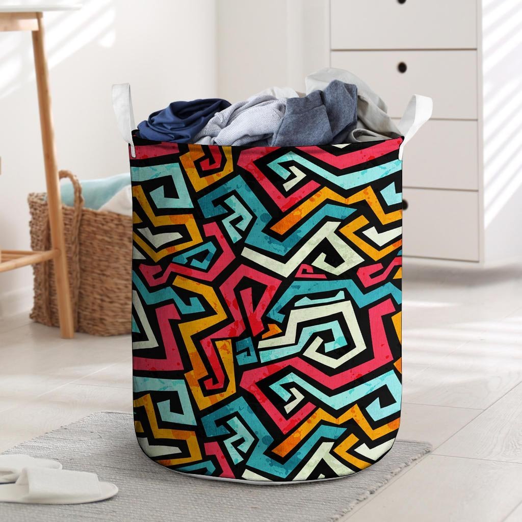 Geometric Graffiti Psychedelic Laundry Basket-grizzshop