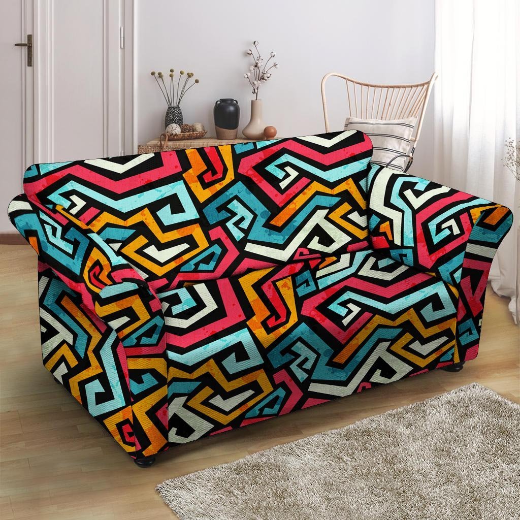 Geometric Graffiti Psychedelic Loveseat Cover-grizzshop