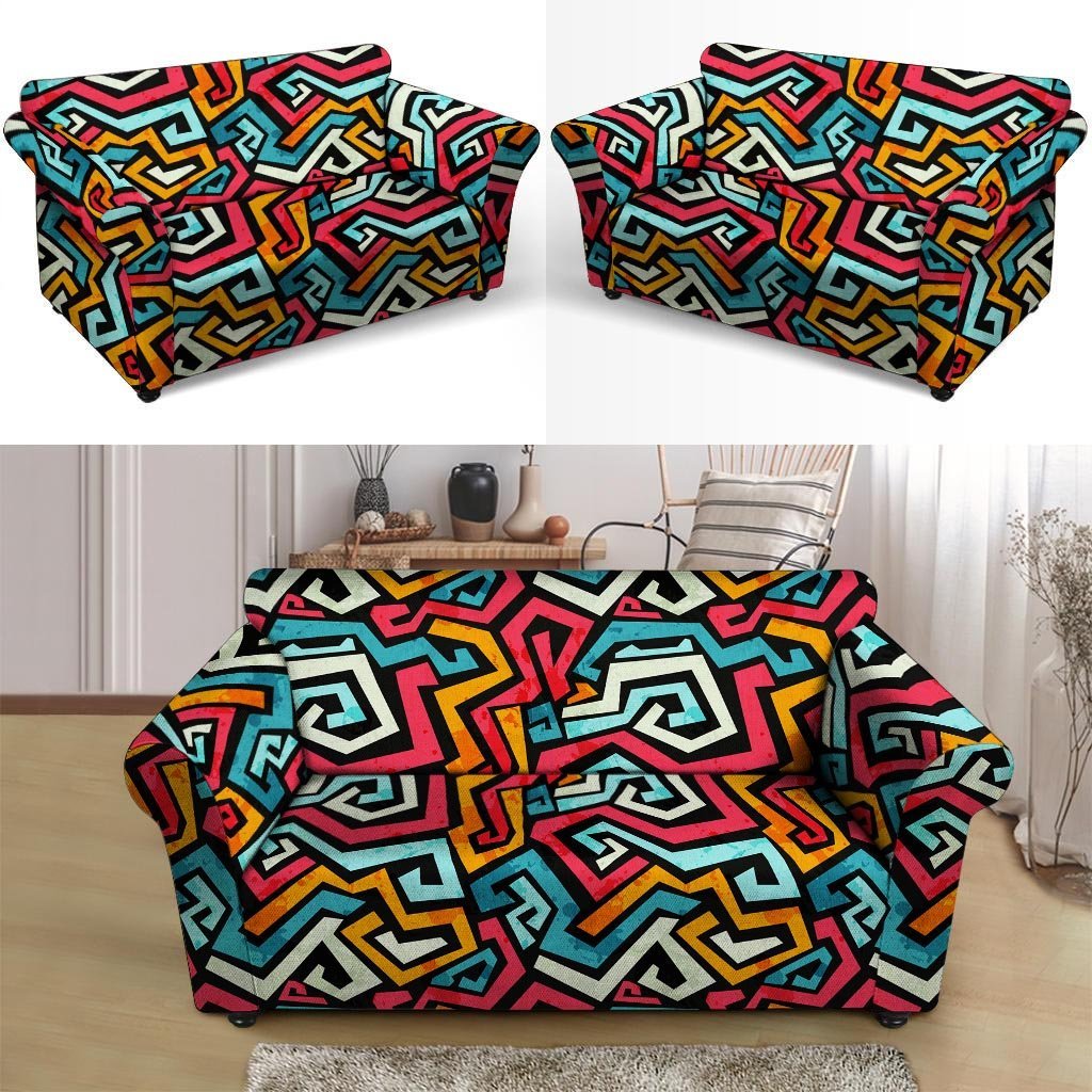 Geometric Graffiti Psychedelic Loveseat Cover-grizzshop