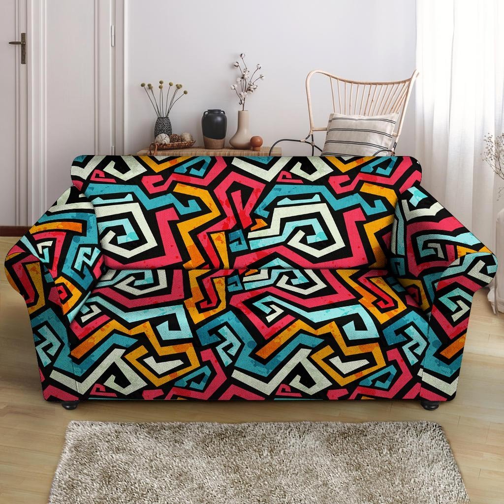 Geometric Graffiti Psychedelic Loveseat Cover-grizzshop